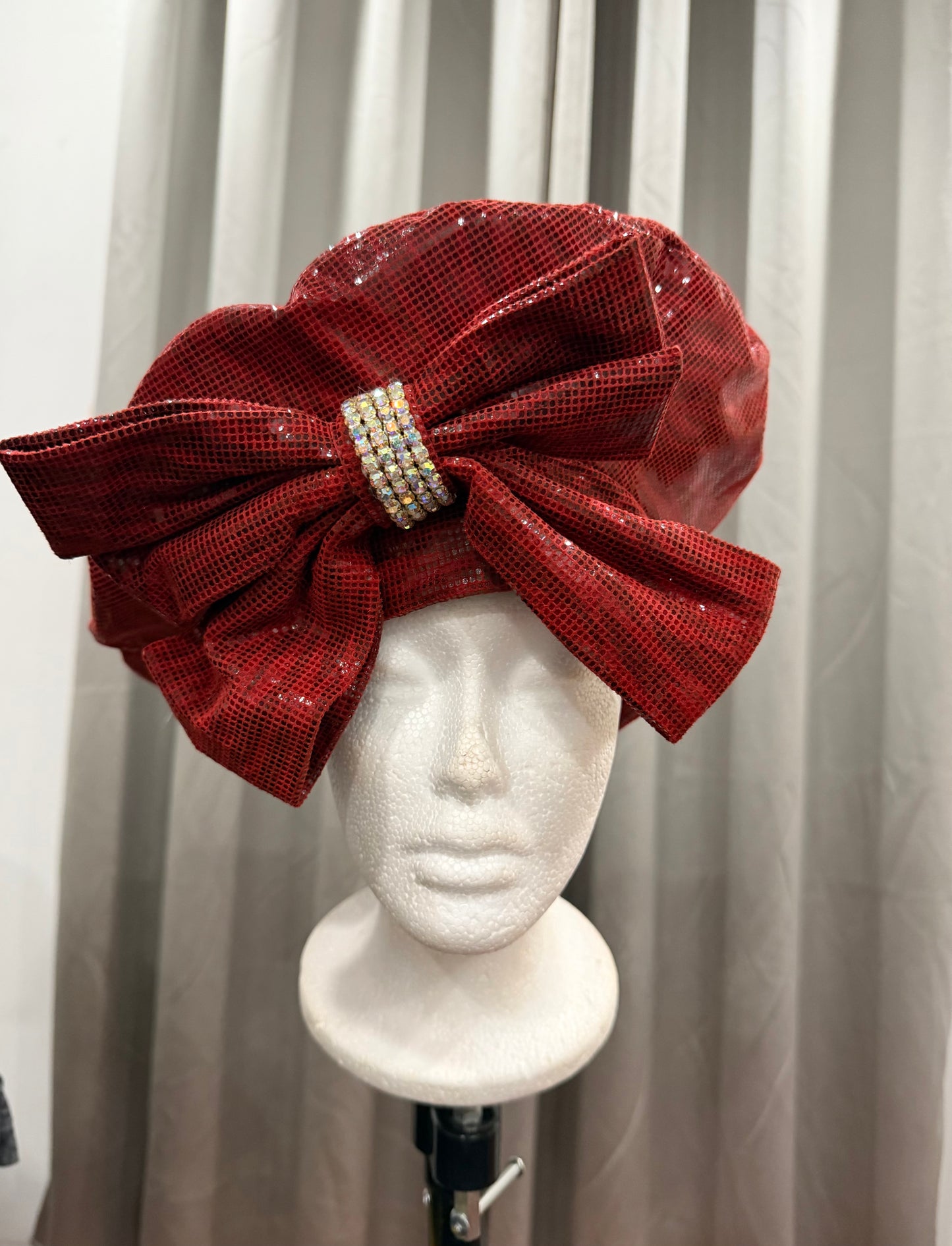 Shiny Red and Black Checkered Hat