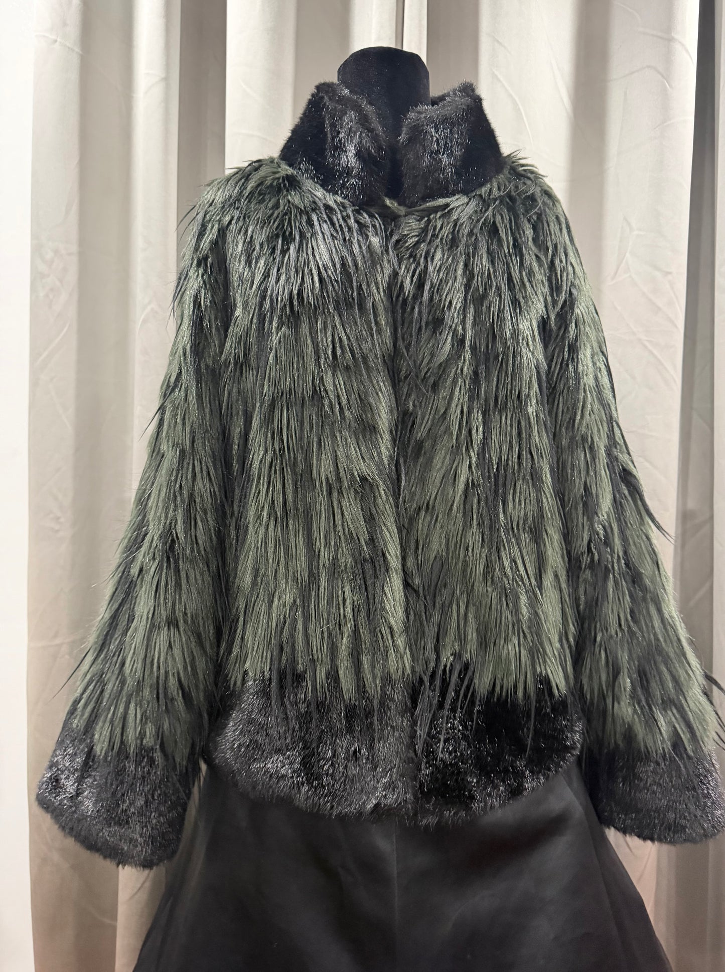 Fabulous Green and Black Faux Fur Jacket