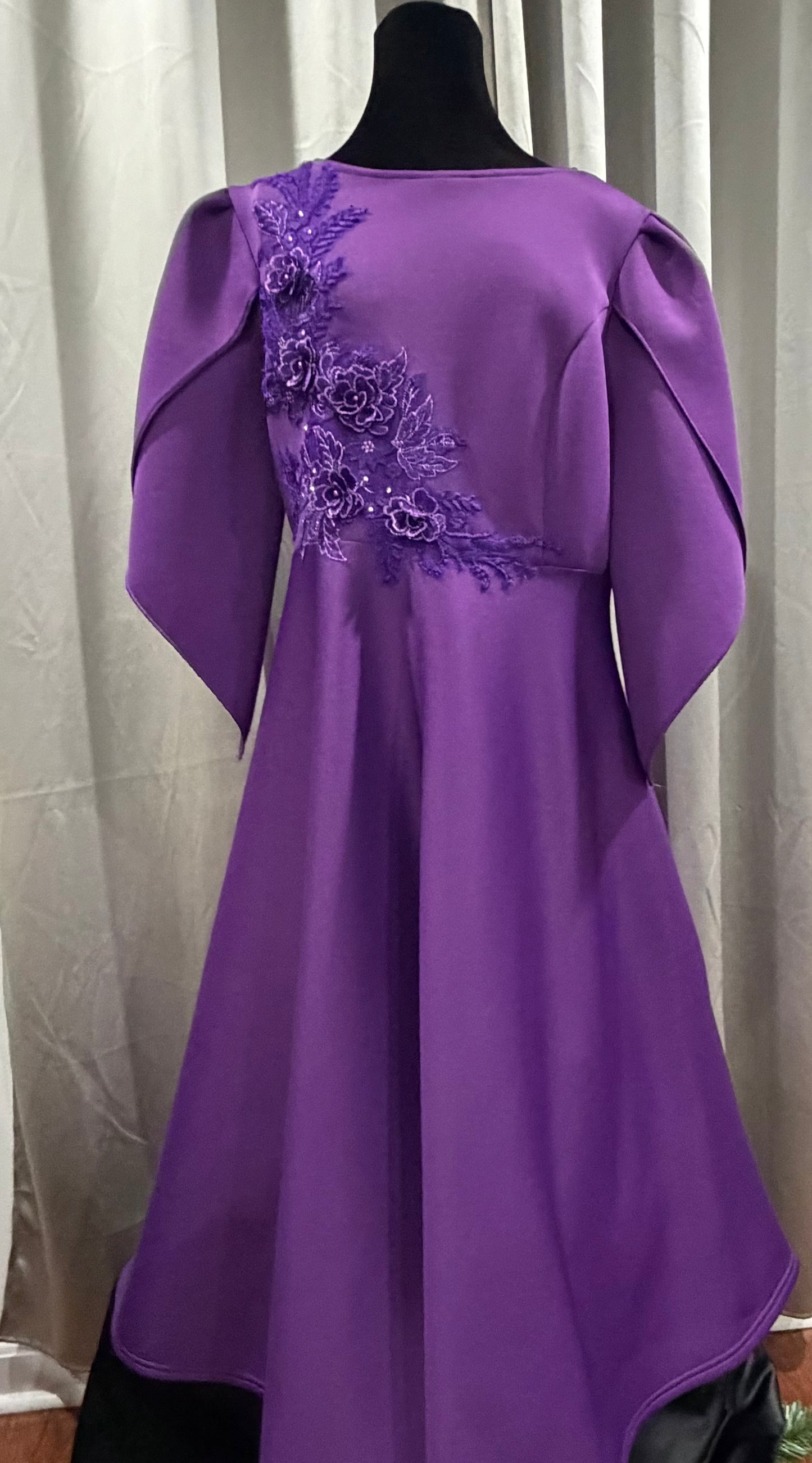 Purple Dress with Floral Embellishment