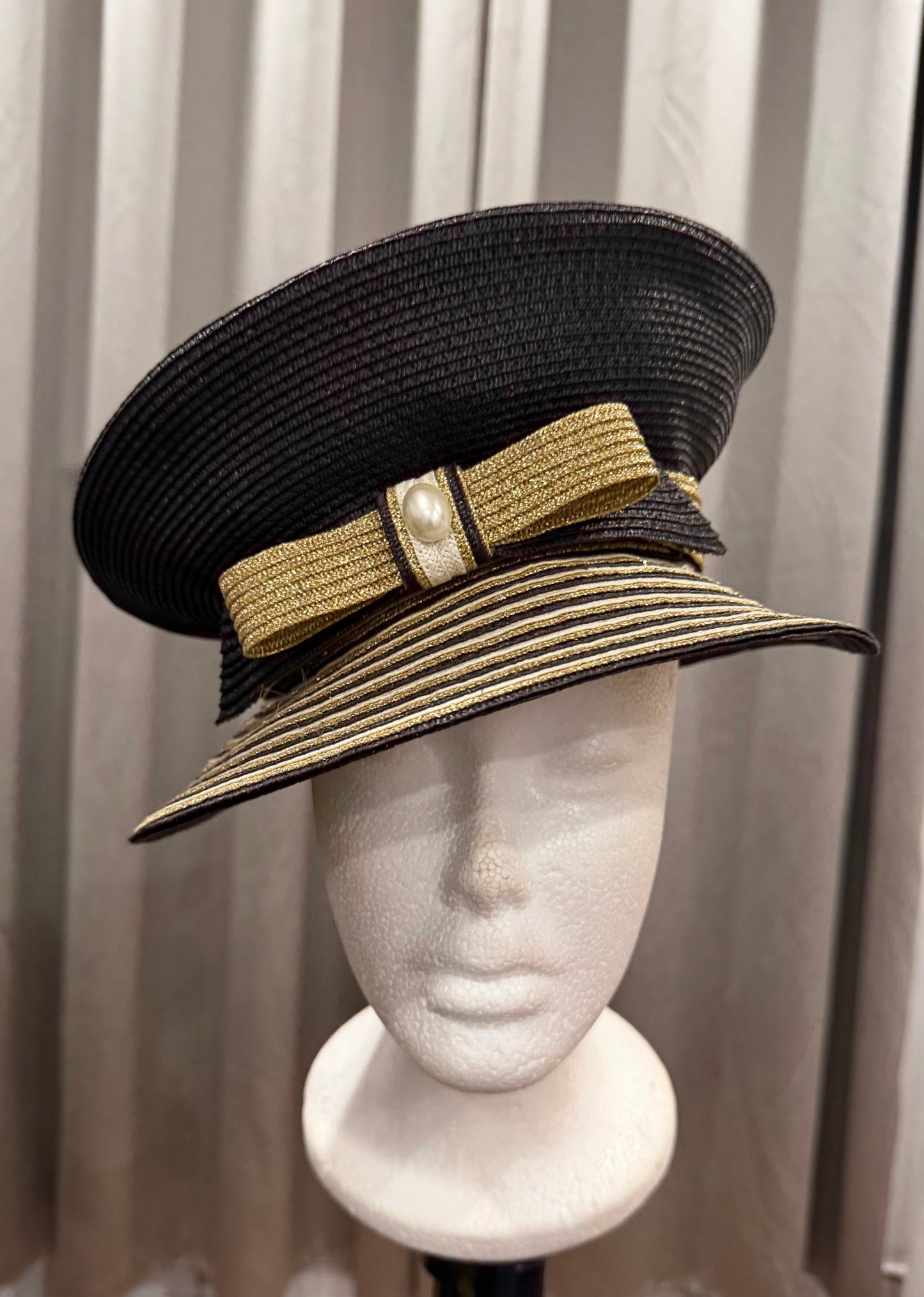 Black Hat with a Gold Bow