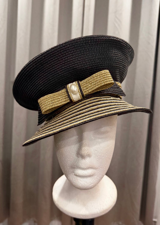 Black Hat with a Gold Bow