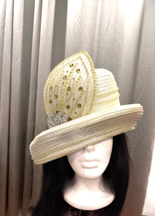 Off White Feather Hat with Elements