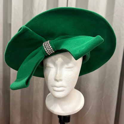 Green Hat with a Decorative Bow