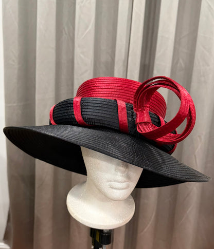 Black and Red Hat  Straw Hat