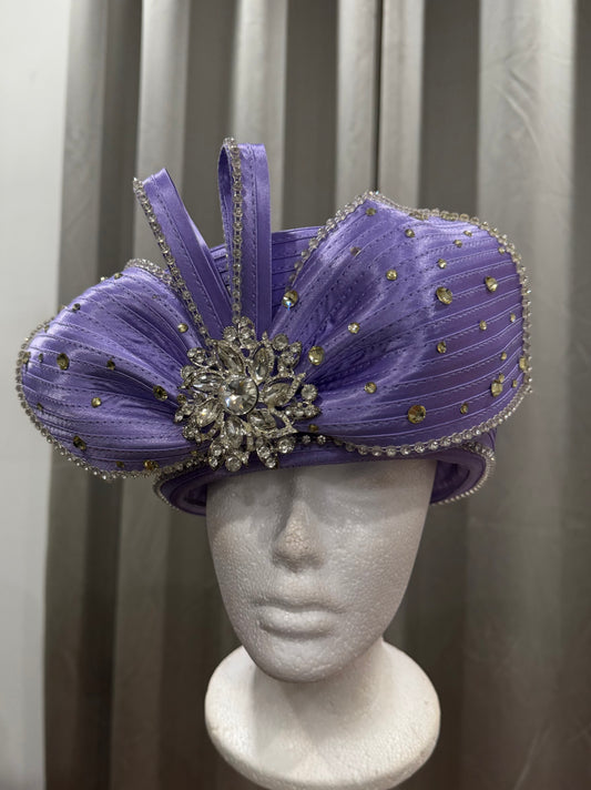 Purple Decorative Hat with Rhinestone Embellishments