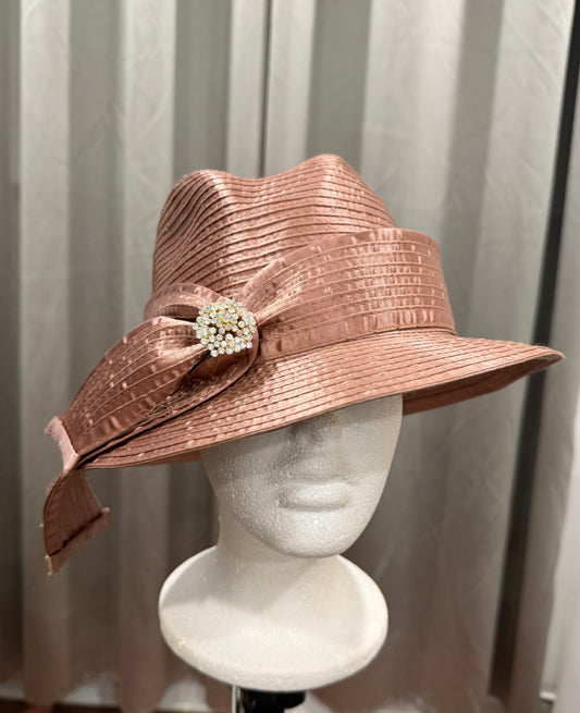 Peach Hat with Rhinestone