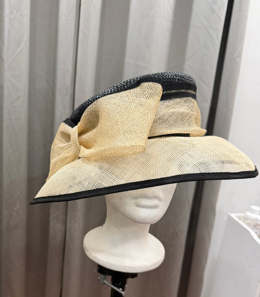 Tan and Black Hat with Bow
