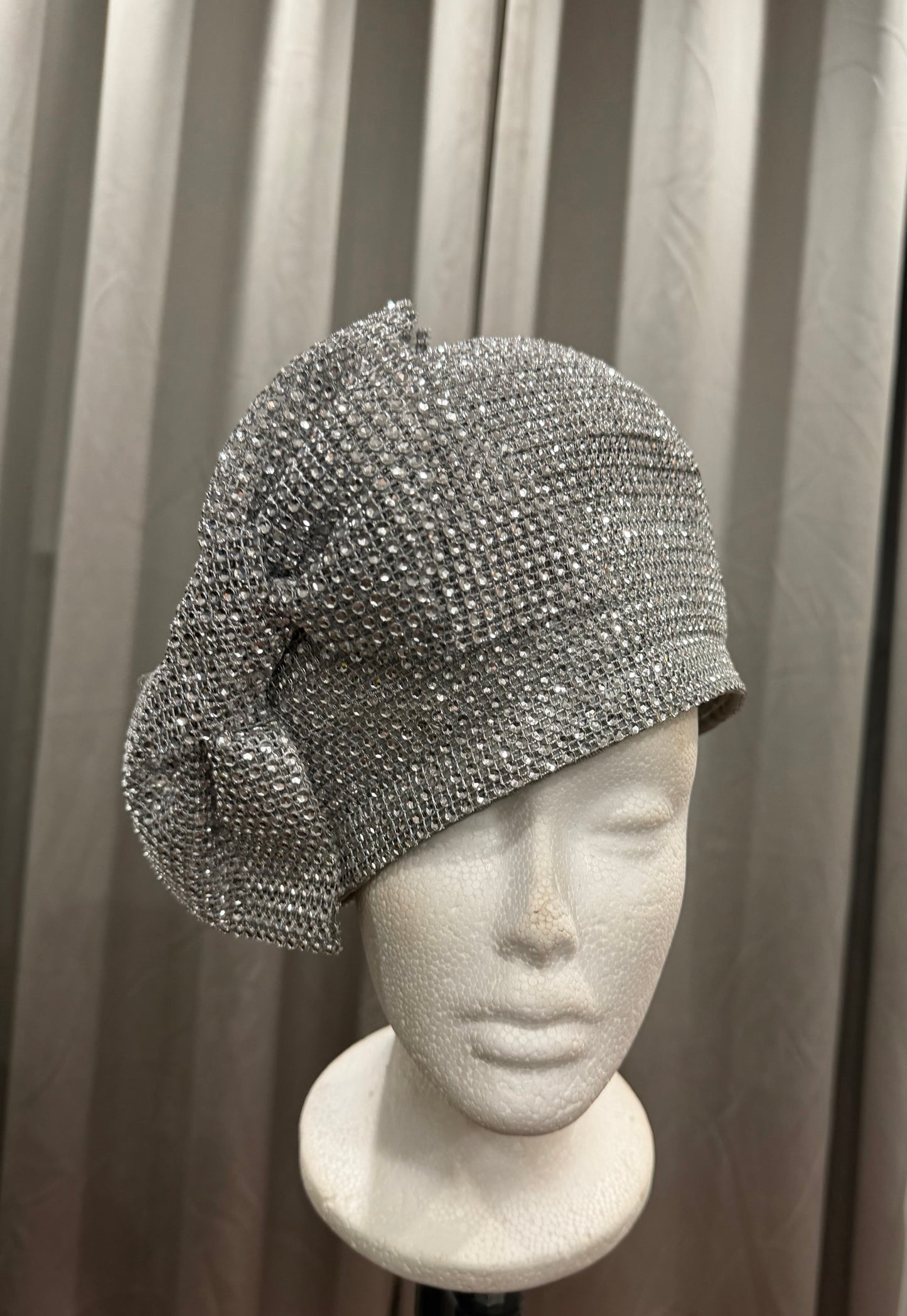 White Rhinestone Bow Hat