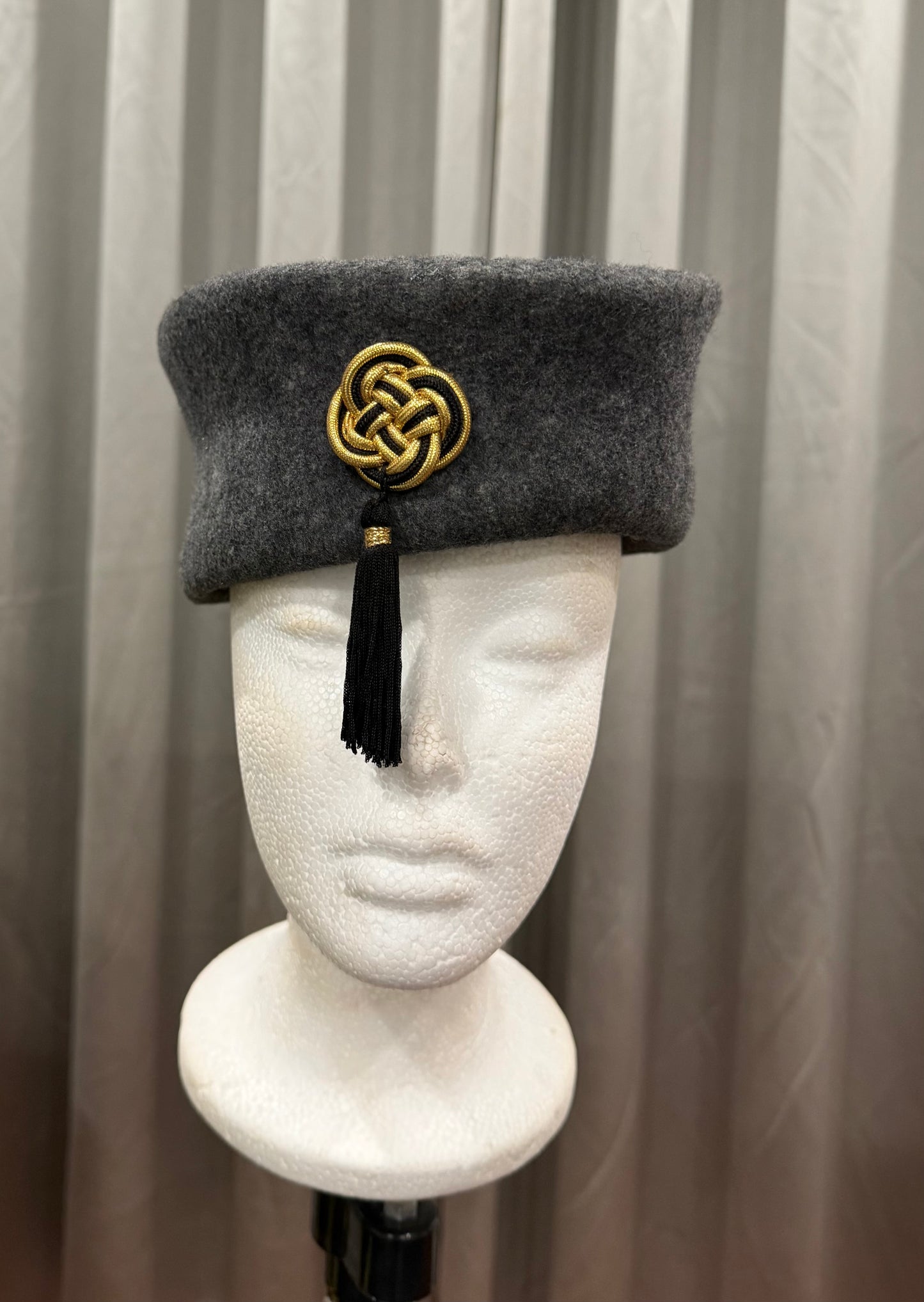 Grey Wool Sash Hat