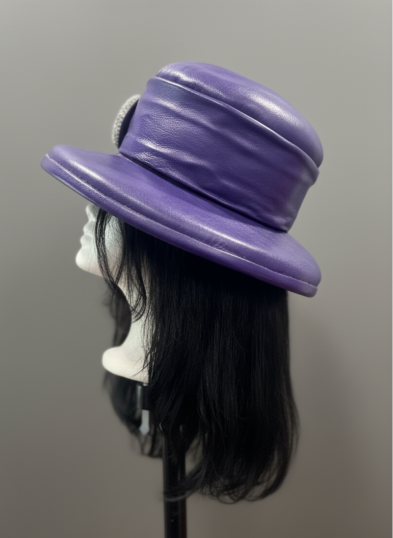 Purple Leather Hat