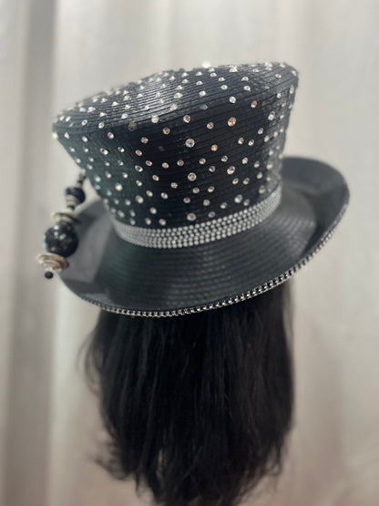 Black Rhinestone Hat