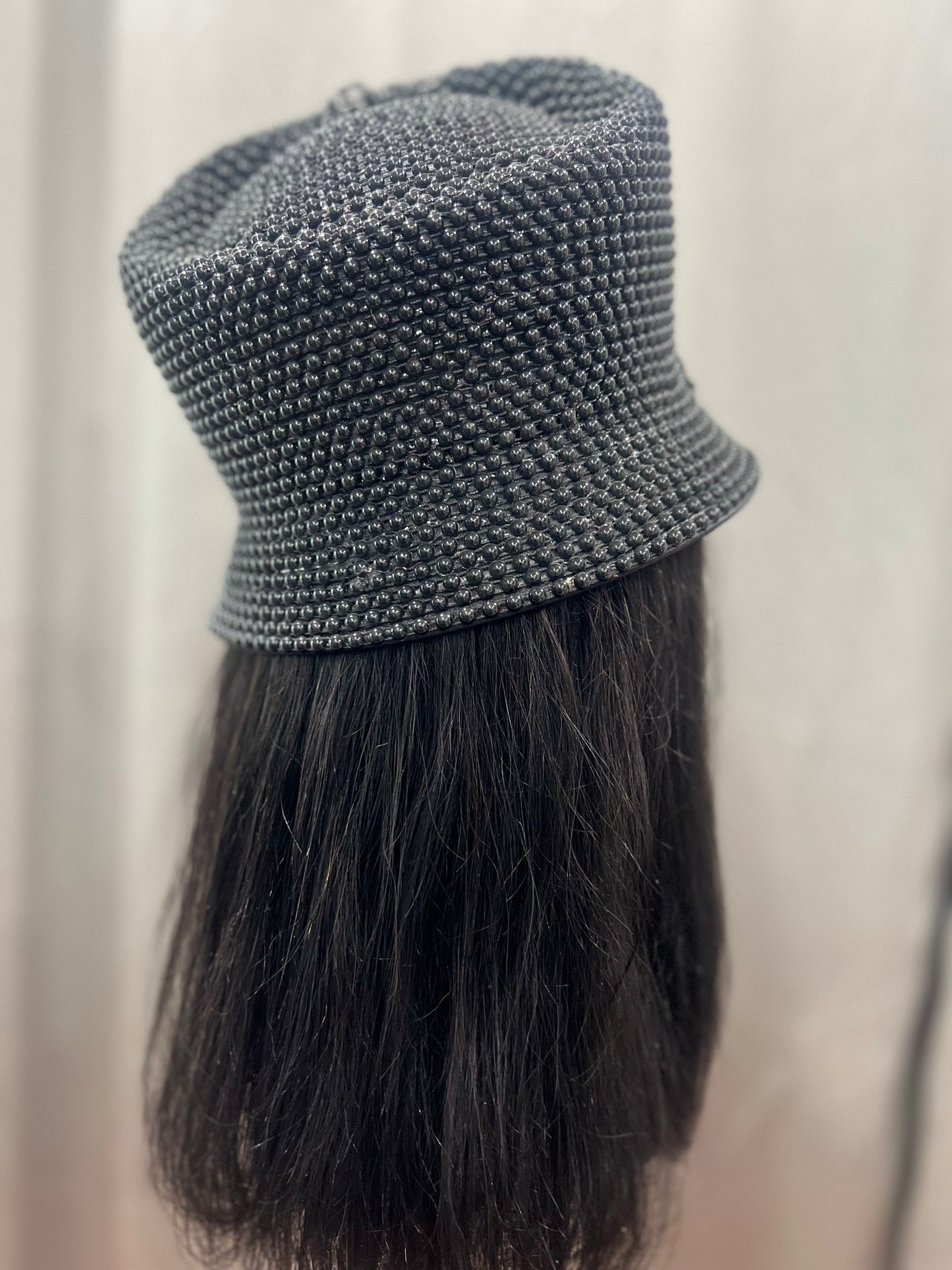 Black Flower Beaded Hat