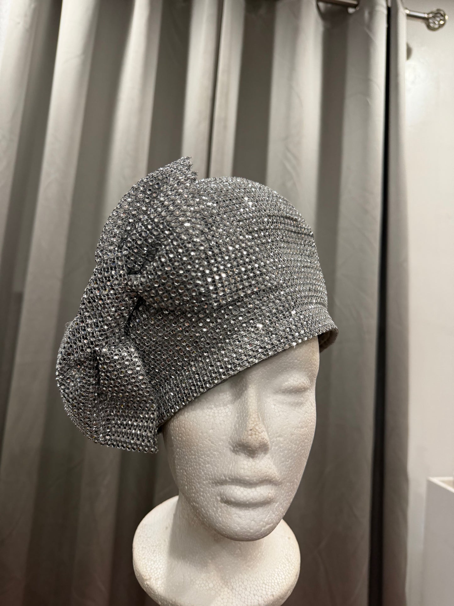 White Rhinestone Bow Hat