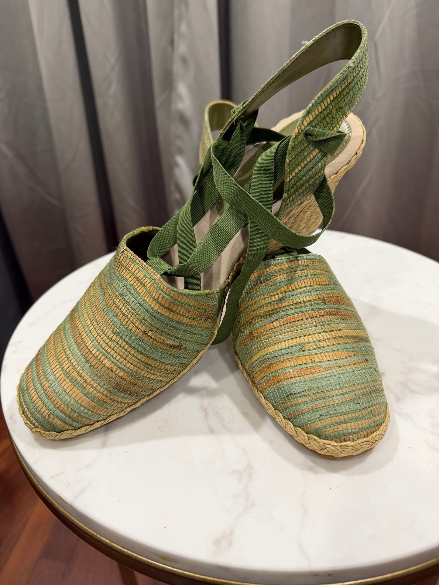 Green Fabric Sandals