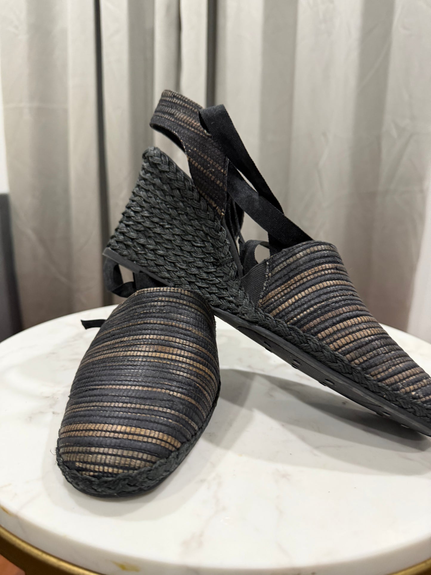 Black Fabric Sandals