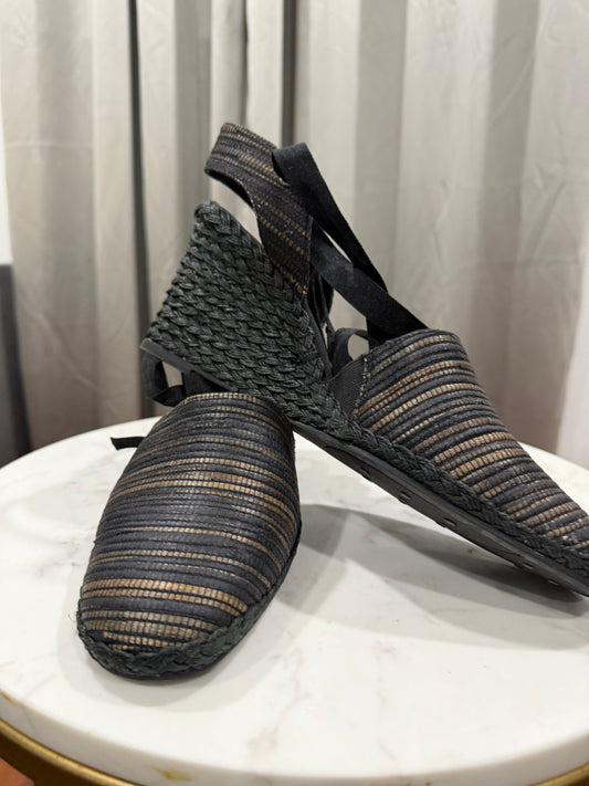 Black Fabric Sandals