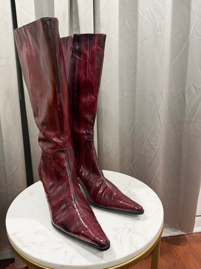 Wine Textured Boots
