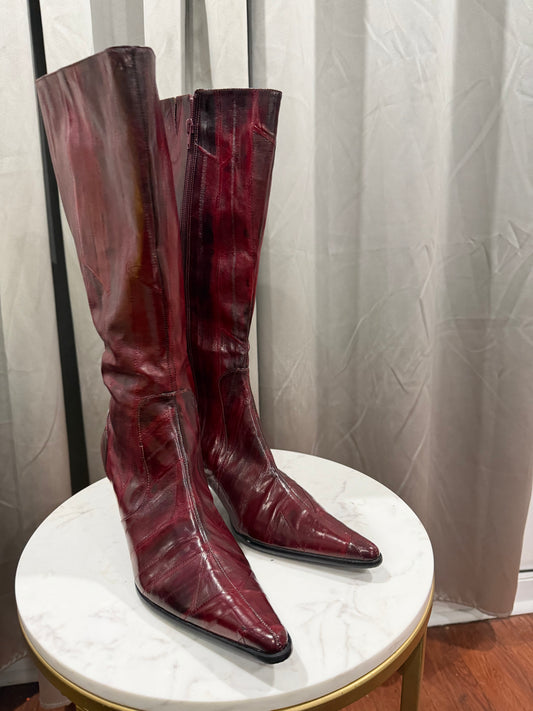 Wine Textured Boots