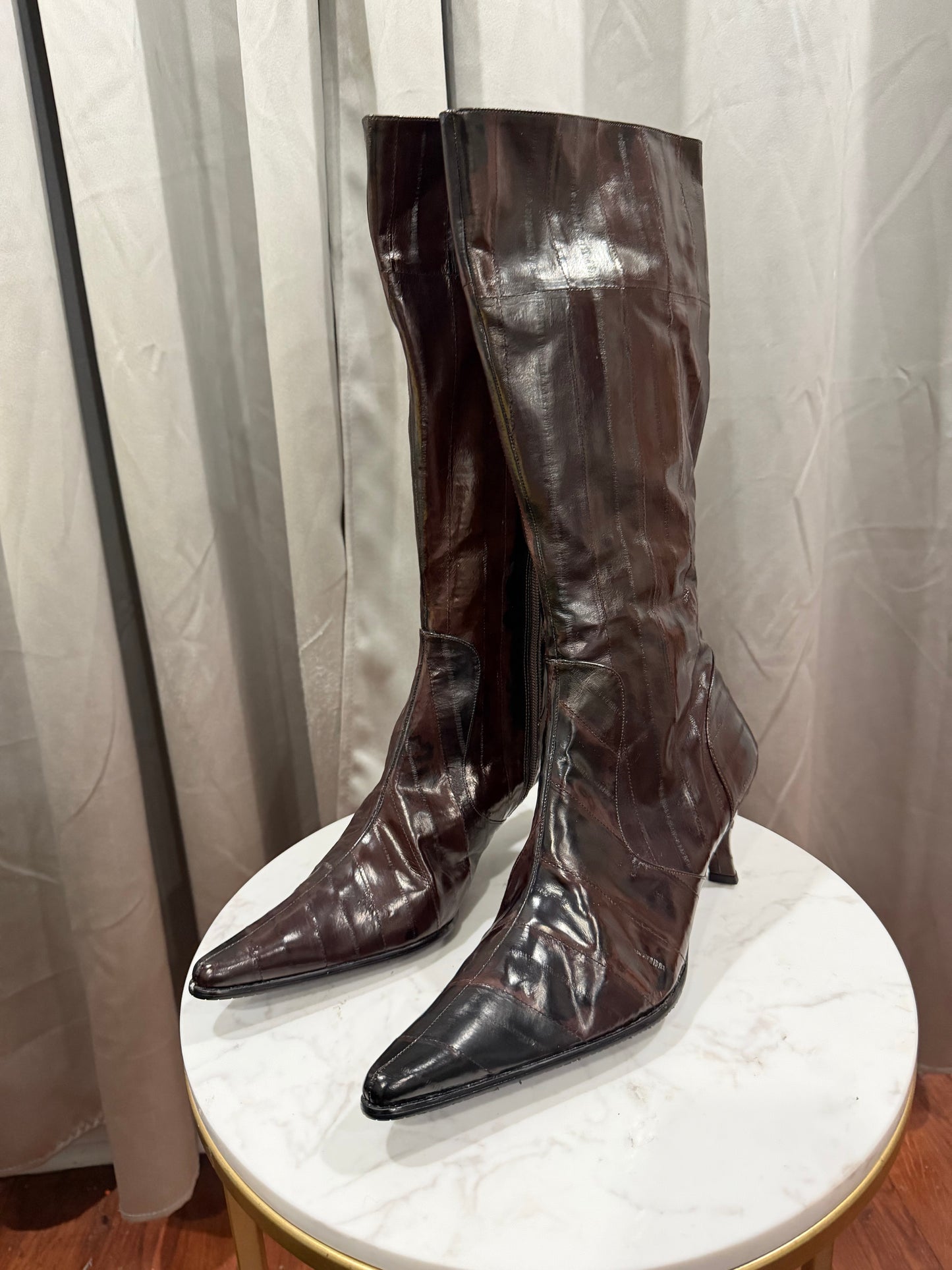 Brown Textured Boots