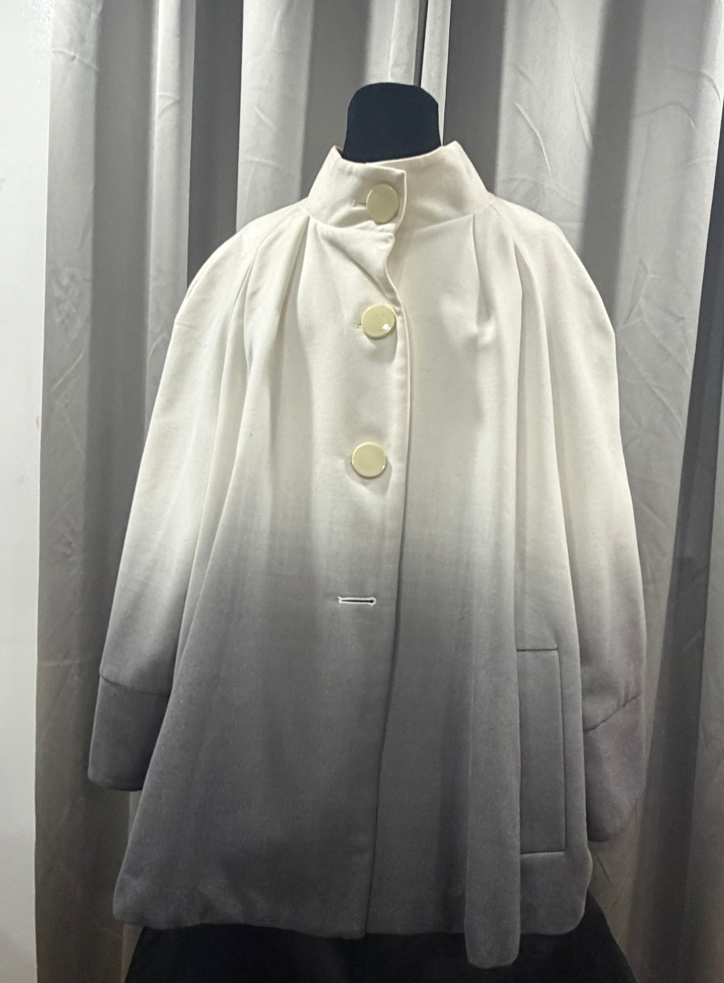 Two Tone Cream and Grey Cape Coat
