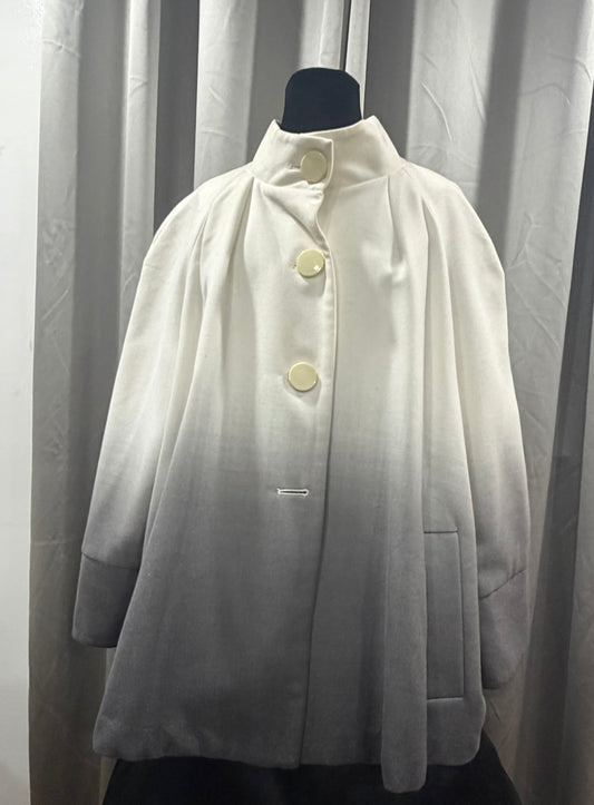 Two Tone Cream and Grey Cape Coat