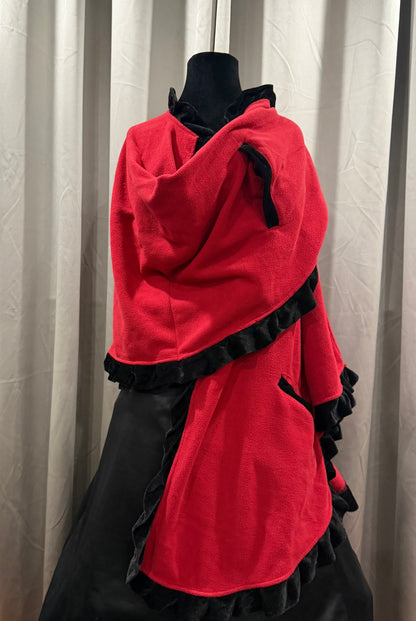 Red and Black Wool Shawl