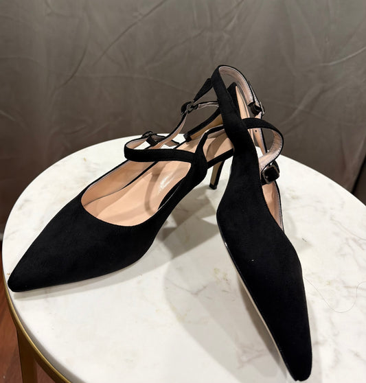 Black Suede Sling Backs