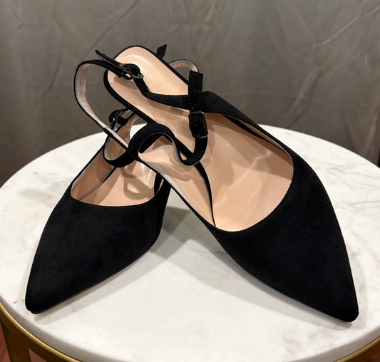 Black Suede Sling Backs